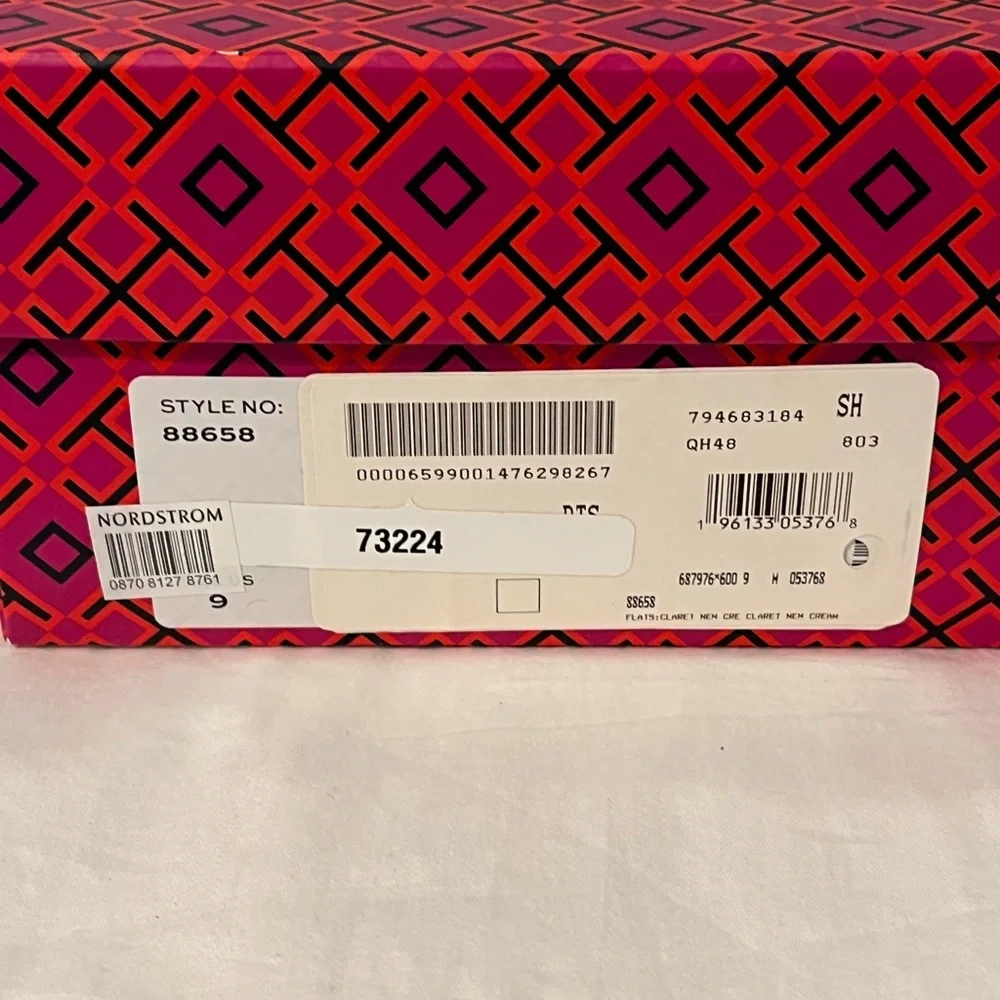 Tory Burch Burgundy Logo Espadrille Slip-On